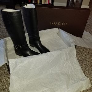 Gucci Interlinked Leather Riding Boots